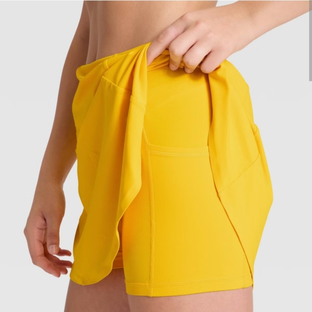 JoyLab Women's Game Day Drop Waist Skort, XL - Yellow - Picture 3 of 4